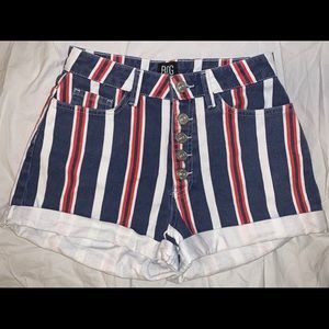 Stripped jean shorts